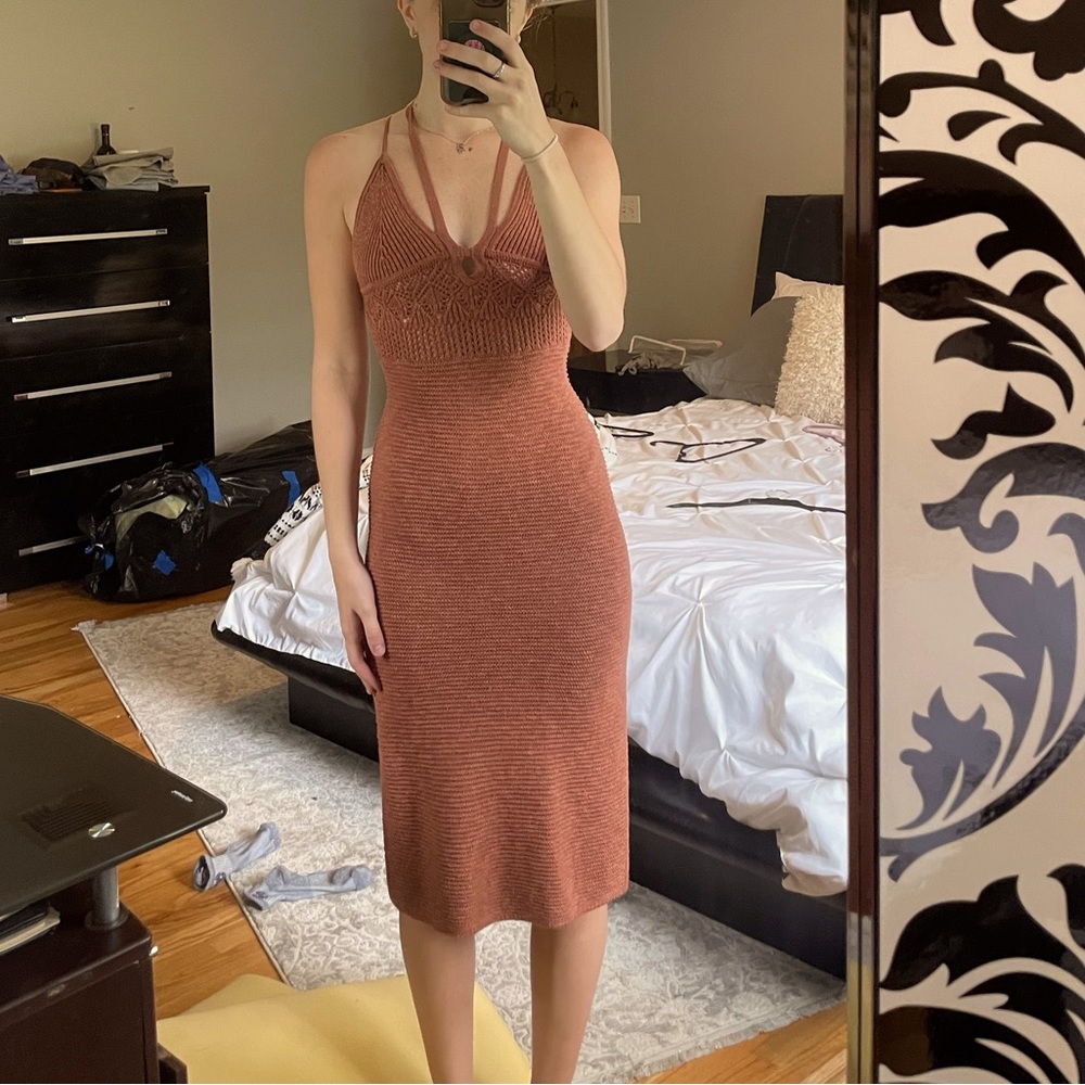 Abercrombie & Fitch Rust Knit Midi Dress
